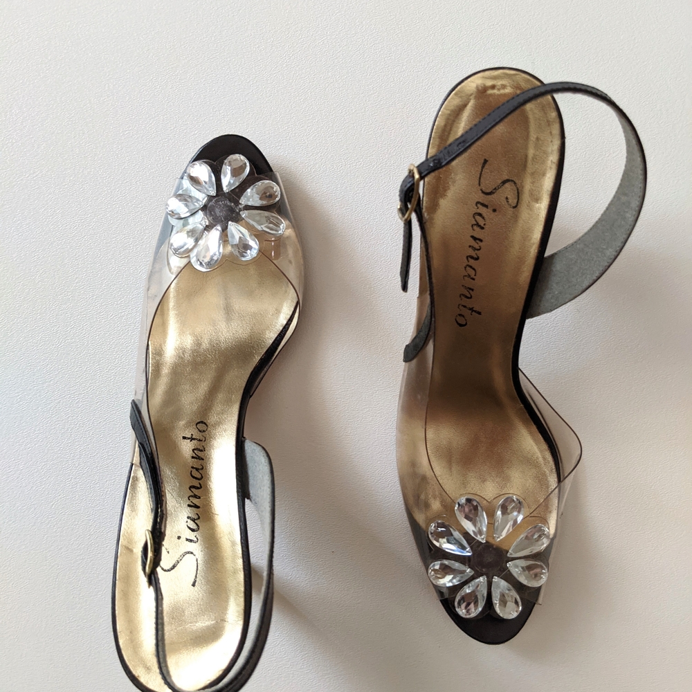 Vintage Siamanto 80s/90s classic flower gem heels